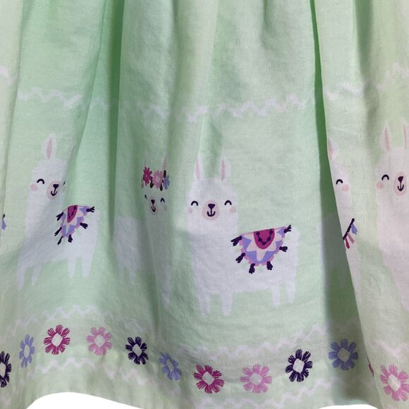 Gymboree Baby Mint Green Sleeveless Llama Print Ruffled Dress Pinks Purples 0-3m - Picture 4 of 9